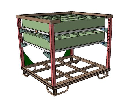 Skizze der iBoxII, ein modulares Behältersystem unter Einbeziehung der RFID-Technologie.